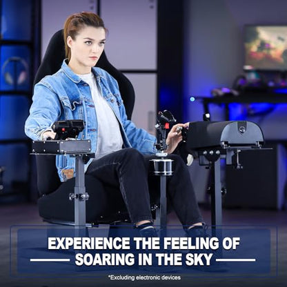 Marada Racing Flight Simulator Cockpit with Black Seat Compatible for Thrustmaster A10C Hotas Warthog Adjustable Throttle,Joystick,Keyboard NOT Included