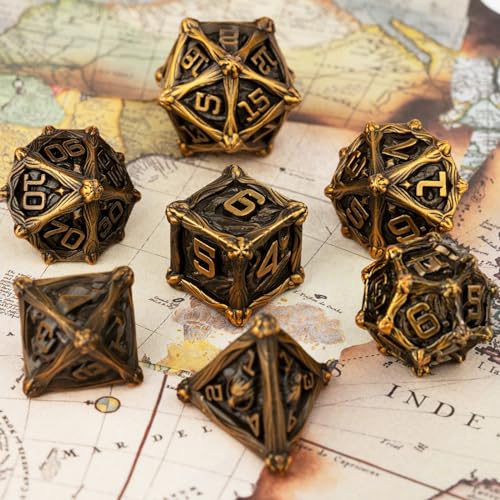 Surpass DND dice Set Metal dice Role Playing Metal Polyhedral Dice Dungeons and Dragons Dice (Gookin) - color: Gookin