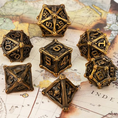 Surpass DND dice Set Metal dice Role Playing Metal Polyhedral Dice Dungeons and Dragons Dice (Gookin) - color: Gookin