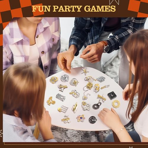 24 Pcs Metal Brain Teaser Puzzles Assortment for Adults Difficult Magic Puzzles Highly Hard Brain Games Iq Logic Test Disentanglement Game for Mind Challenge(Funny) - style: Funny