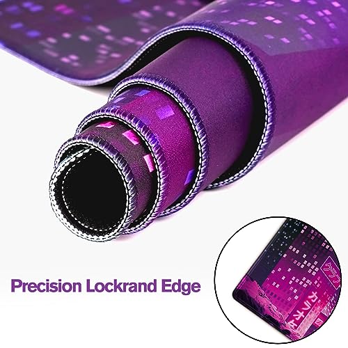 Gaming Laptop Mouse Pad,Sea Wave Big Mice Pads PC Keyboard Waterproof and Non-Slip 31.5" x 11.9" 0.12" Thick XL,XXL Rubber Table Mat, Purple Cyberpunk City Night View - color: Japaese Anime, size: 31.5" x 11.9"