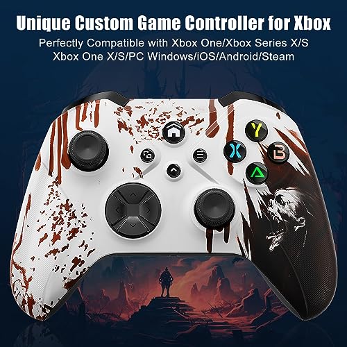 Xexvyrin Wireless for X-Box Controller, Compatible with X-Box One X|S, Series PC, Special Edition Custom Controller 6-Axis Motion Control/3.5mm Audio Jack/Dual Vibration/Macro Function/Turbo（white brown）