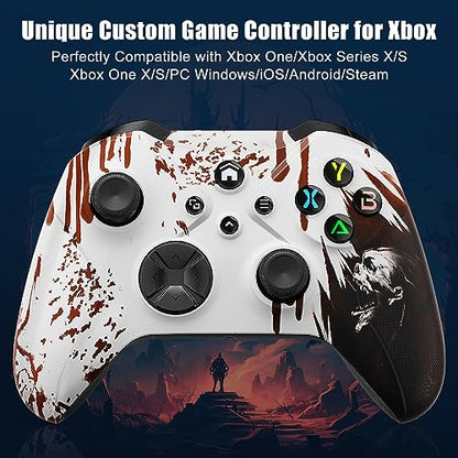 Xexvyrin Wireless for X-Box Controller, Compatible with X-Box One X|S, Series PC, Special Edition Custom Controller 6-Axis Motion Control/3.5mm Audio Jack/Dual Vibration/Macro Function/Turbo（white brown）