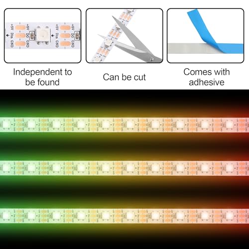 5V ARGB LED Strip, 100cm 60LEDs RGB Light Strip for PC Case, Sync with Motherboard, Self-Adhesive Cuttable LED Tape for Gaming Room PC Decoration