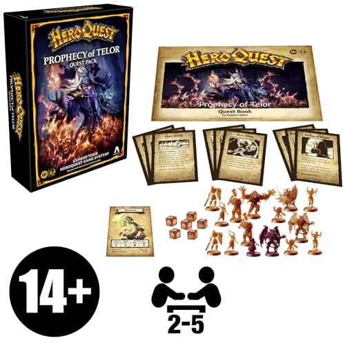 Hasbro Gaming Avalon Hill HeroQuest Prophecy of Telor Quest Pack, Requires HeroQuest Game System to Play, Dungeon Crawler Games, Ages 14+, 2-5 Players, Strategy Games