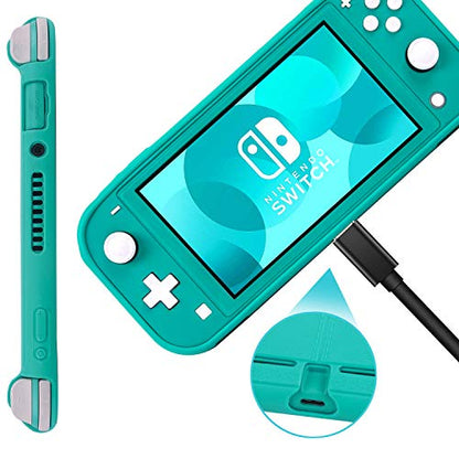 Silicone Protective Case for Nintendo Switch Lite, Soft Grip Case Cover with Comfort Ergonomic Handles for Nintendo Switch Lite 2019 [Self Stand][4 Thumb Stick Caps] (Turquoise) - color: 실리콘-터키석
