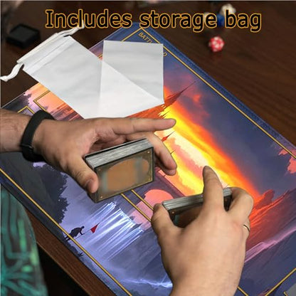 MTG Playmat with Zones Stitched Edges, 24 x 14 inches Castle MTG Mat for MTG Trading Card Game Playmats Smooth Surface Battle Game Rubber Collection - color: Fire Cloud With Zones