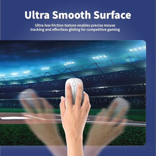 Professional Baseball Field at Night Large Mouse Pad, Stadium Art Desk Mat | Vibrant Playground League, Green and Blue, 31.5" x 11.8", XXL Gaming/Office Durable Stitched Keyboard Mat, Smooth, Anti-Slip - color: Baseball Field