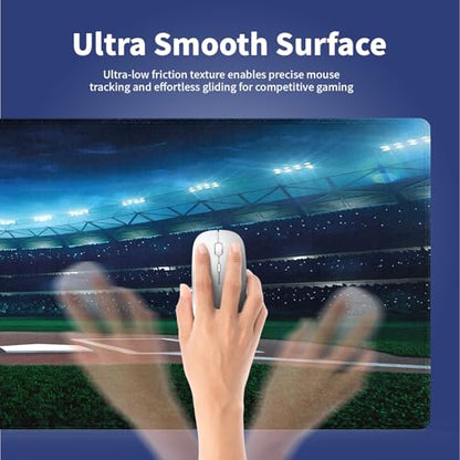 Professional Baseball Field at Night Large Mouse Pad, Stadium Art Desk Mat | Vibrant Playground League, Green and Blue, 31.5" x 11.8", XXL Gaming/Office Durable Stitched Keyboard Mat, Smooth, Anti-Slip - color: Baseball Field