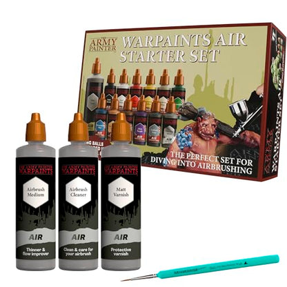 The Army Painter, Airbrush Starter Bundle | Air Starter Set, pennello DipIt, Air Anti-Shine Varnish, Airbrush Cleaner e medium, per DnD e Warhammer - color: Airbrush Starter Bundle