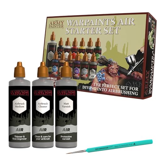 The Army Painter, Airbrush Starter Bundle | Air Starter Set, pennello DipIt, Air Anti-Shine Varnish, Airbrush Cleaner e medium, per DnD e Warhammer - color: Airbrush Starter Bundle