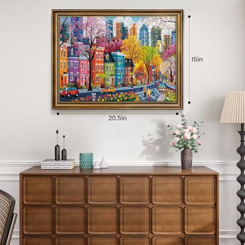 500 Piece Puzzles for Adults, Sparkling City Landscapes Puzzle for Teens Adults Seniors, Colorful Summer Street Jigsaw Puzzle 500 Pieces, Cute Puzzle with Letters on Back,Challenging Family Game Gifts - style: Sparkling City