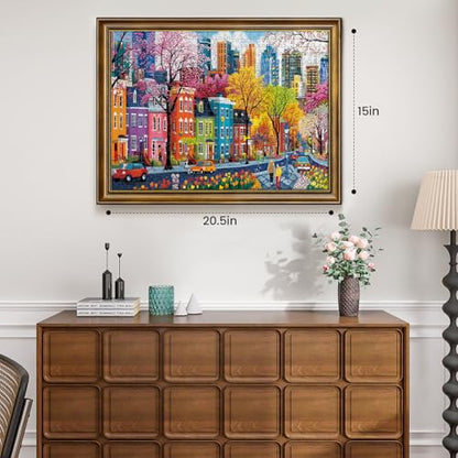 500 Piece Puzzles for Adults, Sparkling City Landscapes Puzzle for Teens Adults Seniors, Colorful Summer Street Jigsaw Puzzle 500 Pieces, Cute Puzzle with Letters on Back,Challenging Family Game Gifts - style: Sparkling City