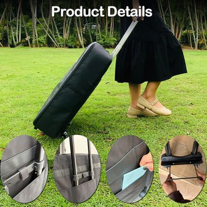 Rolling Carrying Case for Automatic Mahjong Table, Portable Wheeled Storage Bag with Telescoping Handle, Heavy-Duty Protective Travel Bag, Mahjong Table Not Included Black