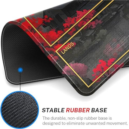 MTG Playmat Stitched Edges, Game Play Mat for MTG TCG 24 x 14 inches Trading Card Inked Game Playmats with Storage Bag Smooth Rubber Surface Battle - color: Pattern10 Wirh Zones