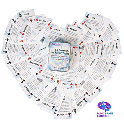 Mind Brain Emotion 52 Essential Inclusion Skills - A to Z Guide to Kindness, Compassion, Respect for Diversity and Disabilities - Educational Cards and Health Advocate to Teach Kids Empathy - style: Inclusion Skills