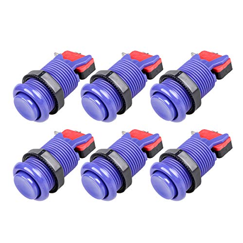 EG STARTS 6X American Style Standard Arcade Buttons Switchable Happ Type 30mm Push Button 3/16" Terminal for Jamma Mame Kit Parts (Dark Purple) - color: Dark purple
