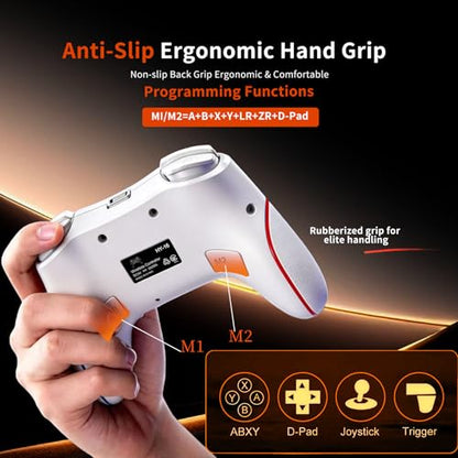 AURITHYX Switch Pro Controllers Compatible with Nintendo Switch/Lite/OLED/PC, Game Gamepad with Dual Vibration/Gyro Axis/Turbo/Programmable/RGB Lighting（Beige