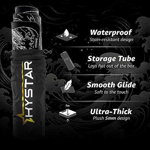 Hystar® Extended Gaming Mouse Pad | XXL 36" x 16" | 5mm Thick, Waterproof Surface, Smooth Polyester Fabric, and Natural Rubber Base | The Great Wave (Black) - color: Black, size: 36L x 16W inches