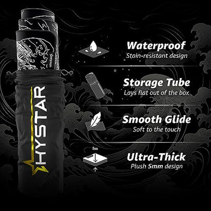 Hystar® Extended Gaming Mouse Pad | XXL 36" x 16" | 5mm Thick, Waterproof Surface, Smooth Polyester Fabric, and Natural Rubber Base | The Great Wave (Black) - color: Black, size: 36L x 16W inches