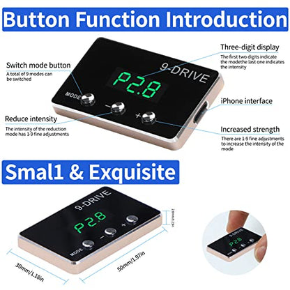 Throttle Response Controller, 9 Drive 9-Mode Smart Electronic Racing Pedal Accelerator for Dodge Challenger Charger Ram Durango Jeep Wrangler JK Grand Cherokee CHRYSLER (807)