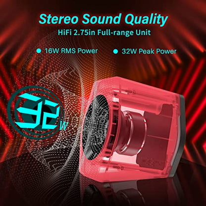 Edifier G2000 32W PC Gaming Computer Speakers for Laptop Mac Desktop Computer Woofer Speakers Bluetooth USB 3.5mm AUX Inputs RGB Lights Multimedia Speakers Red - color: red