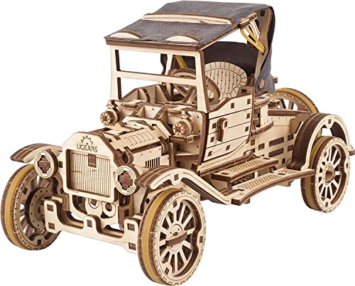 UGEARS Retro Car Model T 3D Wooden Puzzles for Adults - Wooden Model Kits for Adults Model Classic Car Kits Hobbies for Men Models for Adult to Build Brain Teaser, Hobby Set - style: Retro Car Model T