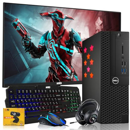 Dell Desktop PC Gaming Bundle - Core i7, 16GB RAM, 512GB SSD, 24-inch Monitor, GT 730, RGB Keyboard with AI-Enabled Copilot Key, Mouse, RGB Headphone, Webcam, Wi-Fi, Win 11 Home (Renewed) - size: 24 Inch, style: GT 730