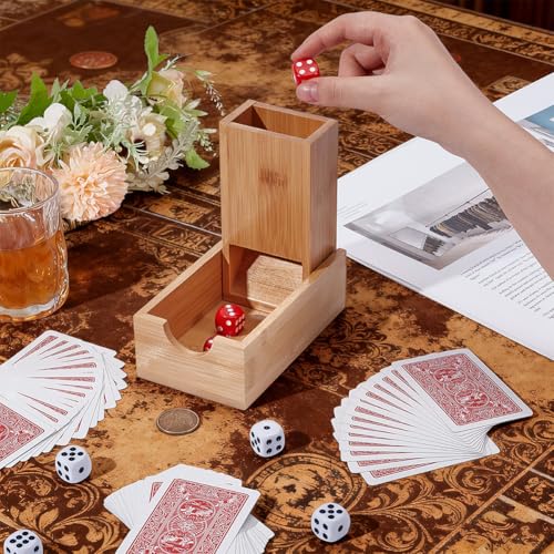 UNICRAFTALE Folding Dice Tower Wooden Dice Tray Foldable Die Roller Castle Rolling Case Portable Tabletop for Playing Games Rpg Organizer Gift Ready 5.5"x3.15"x1.83"