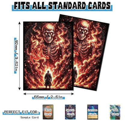 100 Count Card Sleeves Compatible with MTG, Ultra Clear Front & Matte Finish Back, Standard Size TCG Art Sleeves for Trading Cards (Hellfire Skeleton Duel) - color: Hellfire Skeleton Duel