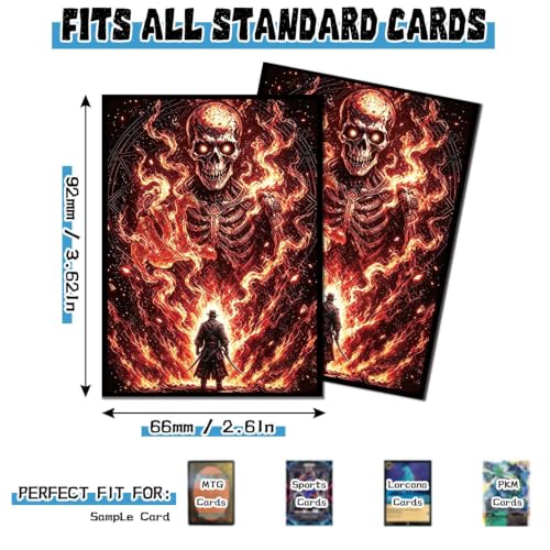 100 Count Card Sleeves Compatible with MTG, Ultra Clear Front & Matte Finish Back, Standard Size TCG Art Sleeves for Trading Cards (Hellfire Skeleton Duel) - color: Hellfire Skeleton Duel