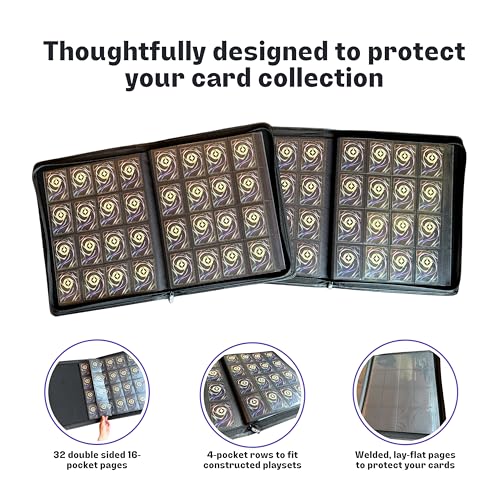 Premium Silly Bear Emporium Lorcana Card Back Themed 1024 Side-Loading Pocket Binder for TCG Trading Cards | Compatible with Lorcana, Yugioh, One Piece, Pokemon, Magic (16 Pockets - Black)