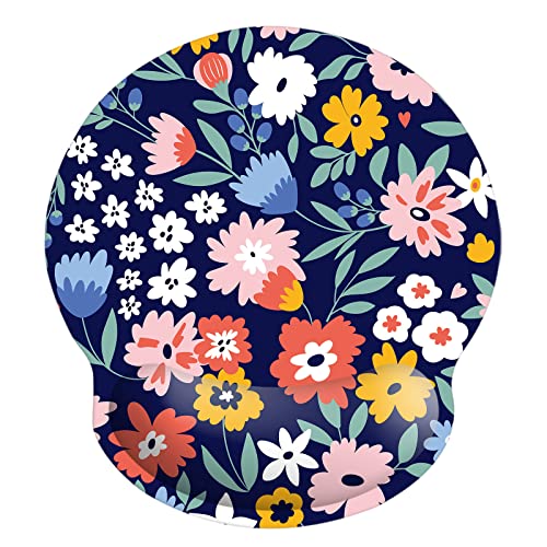 Memory Foam Wrist Support Mouse Pad Comfortable Padded Wrist Mousepads 9in X10in Desktop Notebook Mouse Mat (Vibrant Flower Foam) - color: Vibrant Flower Foam