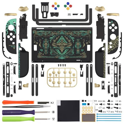 eXtremeRate DIY Replacement Shell Buttons for Nintendo Switch 2, Full Set Back Plate Controller Housing with Buttons for Switch 2 Handheld Console & Joycon 2 - Deluxe Version - Totem of Kingdom Black - color: Glow in Dark - Totem of Kingdom Black