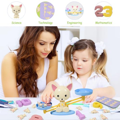Puppy Balance Counting Toys, Cool Math Learning Games for Boys and Girls, Educational Number Toy Preschool Puppy Balance Counting Toy, Fun Children's Gift STEM Math Games Toys for Kids Age 3+(63 PCS) - style: Puppy