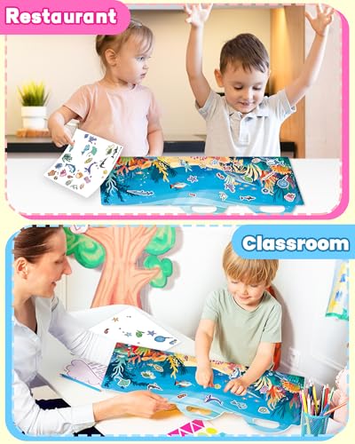 Walenced Reusable Sticker Book for Toddlers, Travel Stickers for Kids, Toddler Craft Activities Toys, Birthday Gifts for Boys & Girls - style: Marine Animal