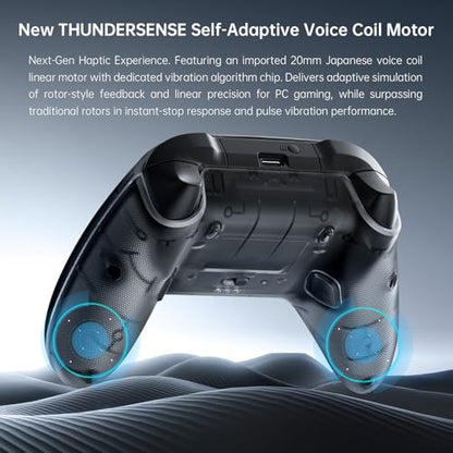 Thunderobot G80TS Wireless Controller for PC/Switch/Switch 2/Android/iOS, TMR Joystick, Dual TMR Triggers, Optical Buttons, 1000Hz Polling Rate, RGB Backlight (Black) [video game] - color: Black, size: PE