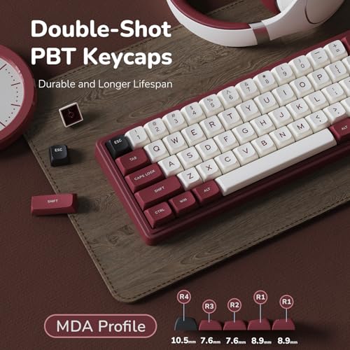 RK ROYAL KLUDGE R65 Wired Mechanical Keyboard with Volume Knob, 60% Percent RGB Backlit Gaming Keyboard Gasket Mount with PBT Keycaps, MDA Profile, QMK/VIA, 66 Keys Hot Swappable Light Switch, Red - color: Red