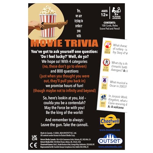 Movie Trivia Party Game (Amazon Exclusive) – Contains Over 800 Questions – 2 or More Players for Ages 12 and up by Outset Media