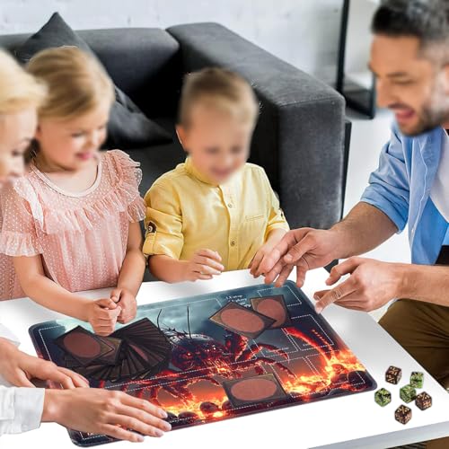 for MTG Card Playmat with Zones-Includes A Storage Bag and 6 Dice, 24 x 14 inches for TCG Playmat with Non-Slip Rubber, Game Mat, Flame Reptile - color: Yux-playmats-2-2A-277