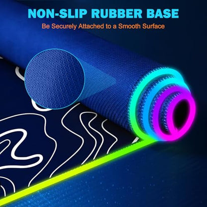 TARKARI Magnetic Wireless Charging RGB Mouse Pad, Large Gaming Desk Mat Waterproof, 31.5"x11.8" Black Mousepad, Ultra-Smooth Surface, Non-Slip Rubber Base, Desk Pad for Keyboard Laptop - color: Topographic Pattern