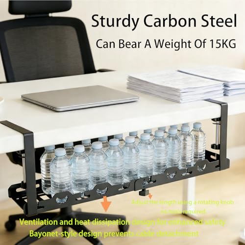 No Drill Under Desk Cable Tray, Heavy Duty Metal Organizer | No Drill, Heavy Duty, Metal, Organizer