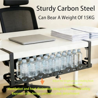 No Drill Under Desk Cable Tray, Heavy Duty Metal Organizer | No Drill, Heavy Duty, Metal, Organizer