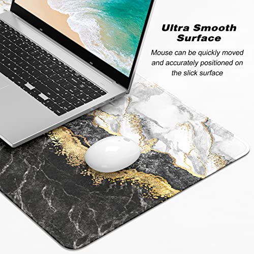 Extended Gaming Mouse Pad, XXL Large Mouse Mat 30 x 14 Inch, Big Computer Keyboard Mousepad, Waterproof Desk Pad with Stitched Edges and Non-Slip Base for Office Gaming, Black Cracked Marble - color: Black Cracked Marble