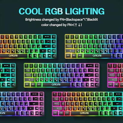 60% Gaming LED Keyboard RGB 68 Keys Layout Wired Keypad with 10 Preset Effects Mechanical Switch Feel Compatible with PC Mac Linux Xbox one PS4 PS5