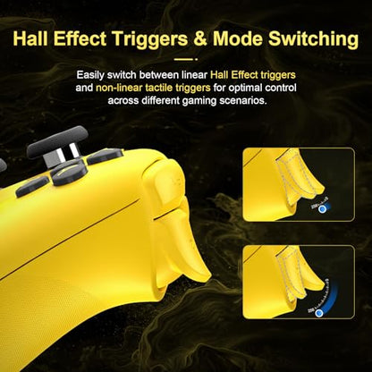 8Bitdo Ultimate 2 Bluetooth Controller for Switch 1/2, Windows PC | TMR Joysticks,Tactile/Hall Triggers,Programmable L4/R4 Bumpers,2 Back Paddle Buttons,RGB Ring,Yellow