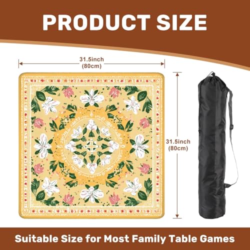 Mahjong Mat 31.5" x 31.5" Floral White Pink Flowers Yellow Non-Slip Noise Reduction Mahjong Tiles Table Cover for Dominoes Poker Card Board and Tile Games - color: Color11