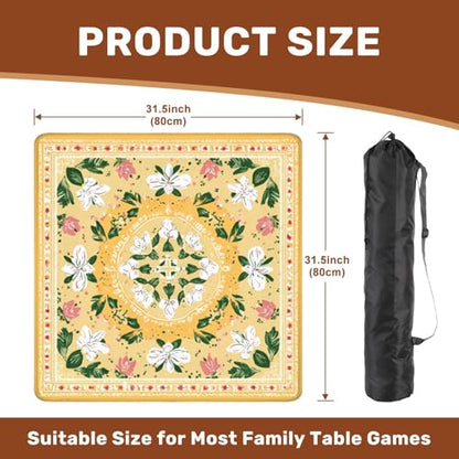 Mahjong Mat 31.5" x 31.5" Floral White Pink Flowers Yellow Non-Slip Noise Reduction Mahjong Tiles Table Cover for Dominoes Poker Card Board and Tile Games - color: Color11