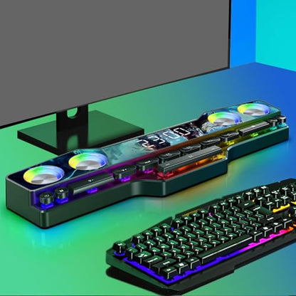 Yunseity RGB Laptop SoundBar, Lossless Fidelity Dynamic Bluetooth Computer Speakers, Colorful Light Gaming PC Sound Bar, USB Powered Speakers for PC Desktop Monitor, Yunseity1ga0ns4rhm