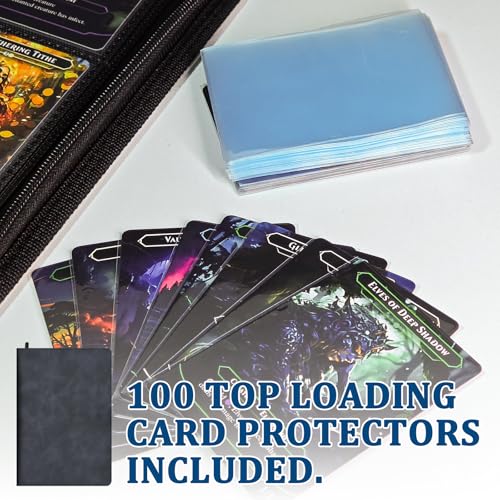9-Pocket Trading Card Binder with Zipper – Protect & Organize Football, Sports & Cards – 540 Cards (Front/Back) +100 Sleeves, 30 Side-Loading Pages – Premium PU Leather for MTG, TCG – Black